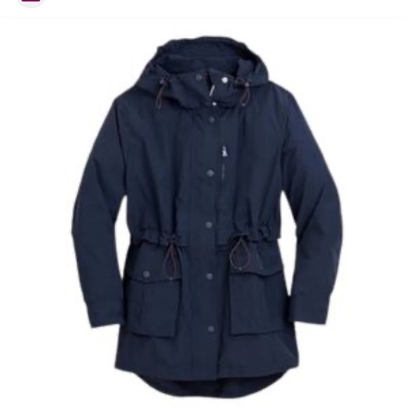 J Crew Navy Hooded Utility Coat  Jacket Size XL - Picture 2 of 4
